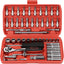 46Pcs Metric Socket 1/4" HSS Drive Ratchet Bit Set Wrench Hex Torx Tool Kit Case