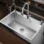 304 Stainless Steel Silver Kitchen Sink with Pull-Out Faucet Large Capacity Single Basin Bar Sinks Multifunction Washing Basins