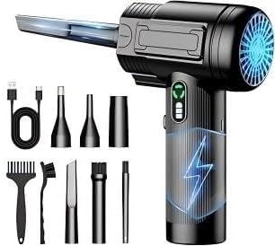 Compressed Air Duster – 100000RPM Rechargeable Cordless Air Blower with LED Light, 3-Speed Modes, Mini Keyboard Cleaner for PC, Laptop, Car & Home – Replaces Compressed Air Can