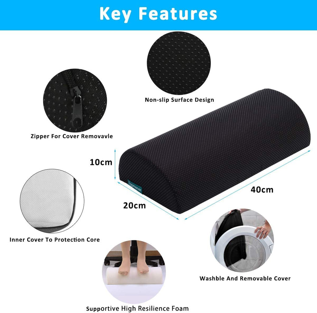 Ergonomic Foot Rest Cushion Foot Stool Under Desk with Massage Dots, Footrest Office with Washable Cover & Portable Handle, for Home Working& Office & Travel, Relieve Leg, Knee and Back