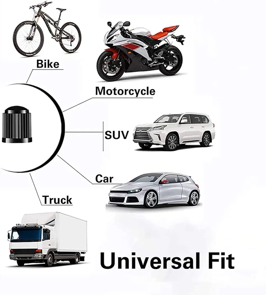 10 pcs Tyre Valve Caps, Universal Dust Cap - Black Stem Caps - Used On Car Tyres, Bikes, Bicycles, Motorbik