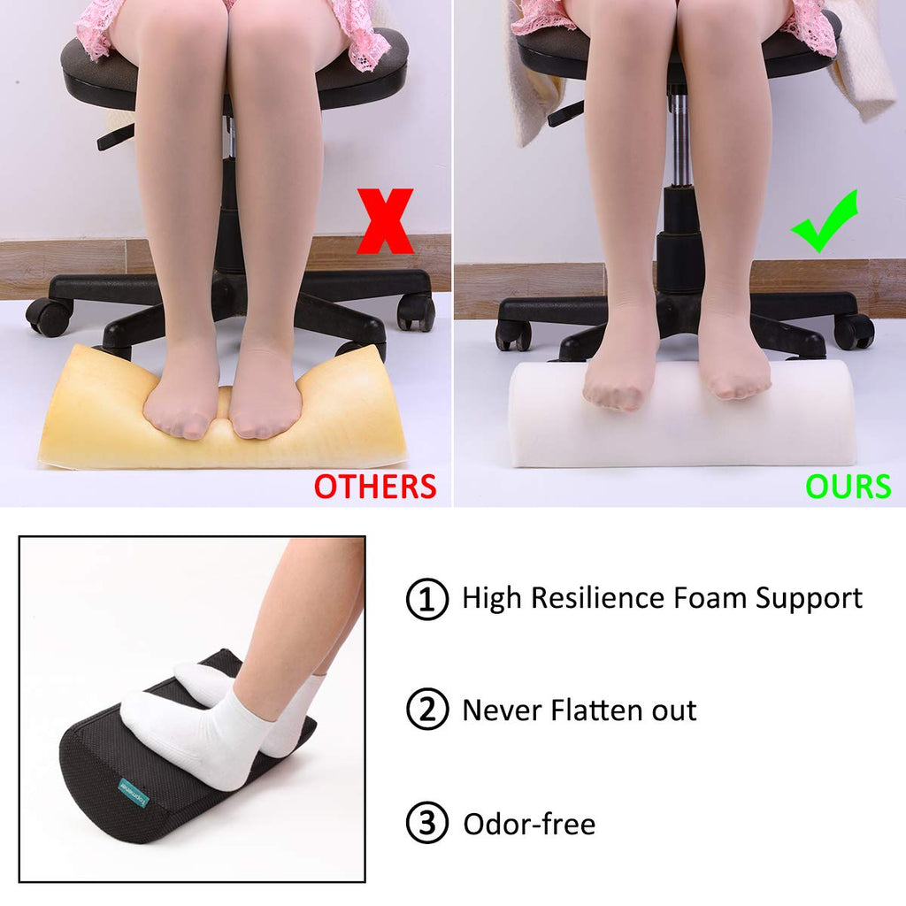 Ergonomic Foot Rest Cushion Foot Stool Under Desk with Massage Dots, Footrest Office with Washable Cover & Portable Handle, for Home Working& Office & Travel, Relieve Leg, Knee and Back