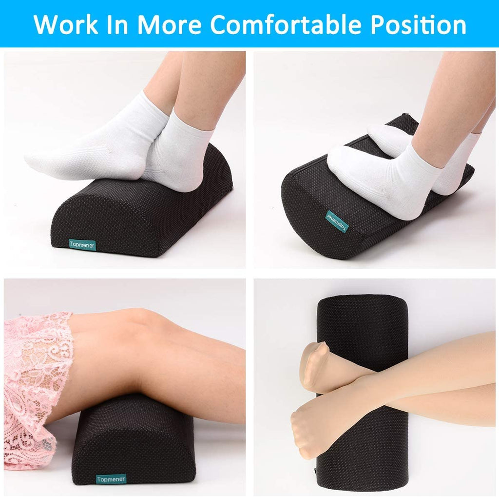 Ergonomic Foot Rest Cushion Foot Stool Under Desk with Massage Dots, Footrest Office with Washable Cover & Portable Handle, for Home Working& Office & Travel, Relieve Leg, Knee and Back