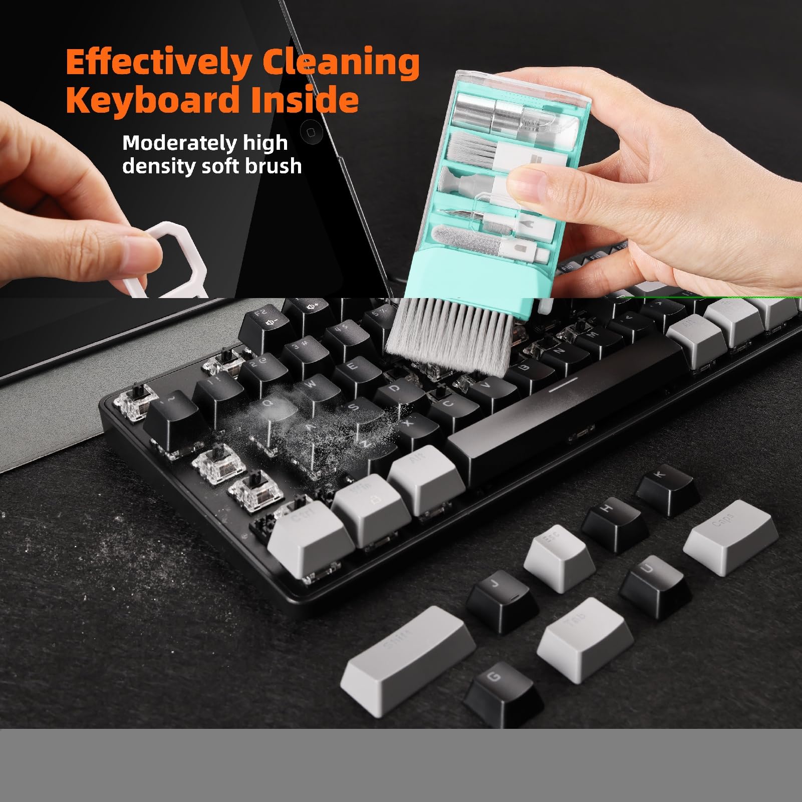 Keyboard Cleaner Laptop Cleaning Kit, All-in-One Keyboard Cleaning Kit, Laptop Cleaner Tool for MacBook iPad iPhone Computer, Portable Electronics Brush Tool for Tablet PC Camera Lens Earbuds Monitor