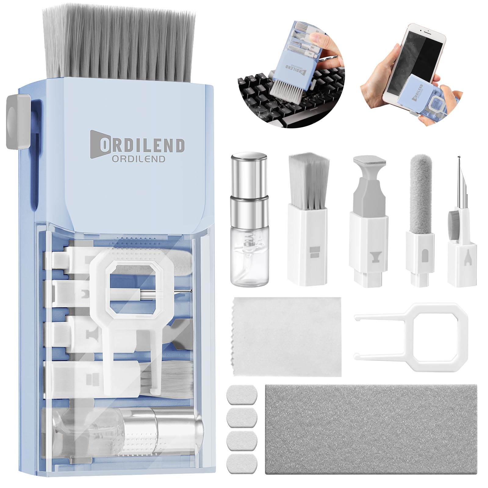 Keyboard Cleaner Laptop Cleaning Kit, All-in-One Keyboard Cleaning Kit, Laptop Cleaner Tool for MacBook iPad iPhone Computer, Portable Electronics Brush Tool for Tablet PC Camera Lens Earbuds Monitor