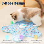 Interactive Cat Toys for Indoor Cats Adult kitten, Automatic Hide and Seek Cat Toy with Moving Feather and Mouse Squeaky for Indoor Kittens, USB Rechargeable, Blue