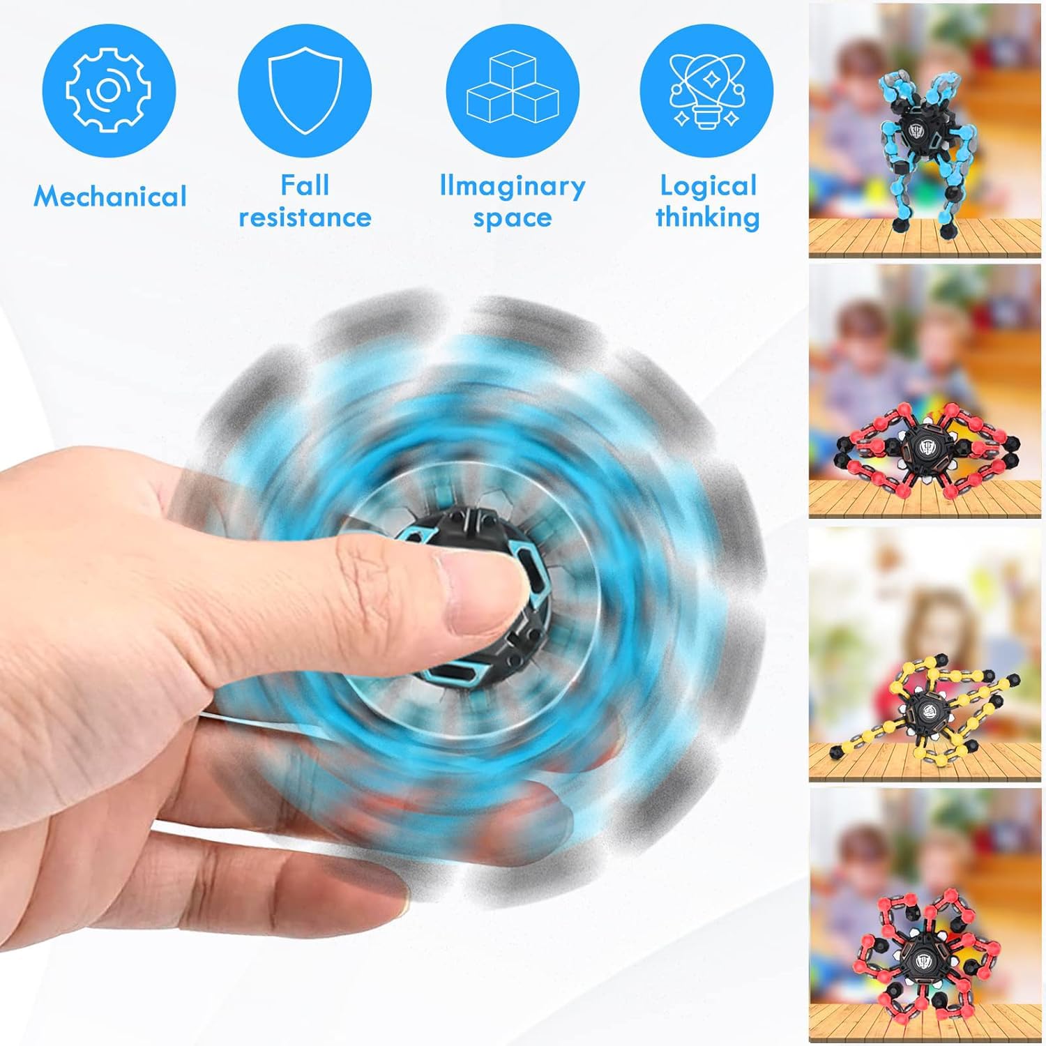 NEW Transformable Sensory Fidget Spinner Toy, Funny DIY Spin Top Hand Finger Spinner Creative Fingertip Mechanical Gyro for Kids Adults, All Ages