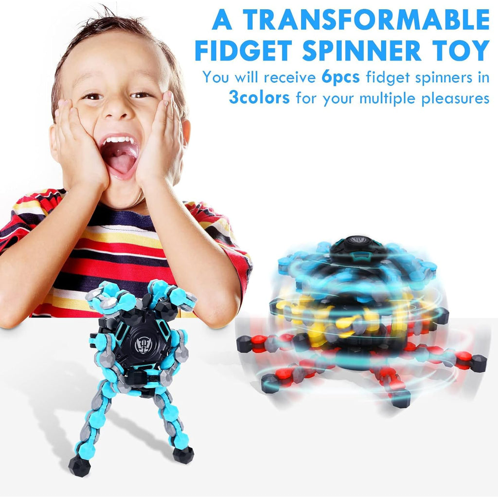 NEW Transformable Sensory Fidget Spinner Toy, Funny DIY Spin Top Hand Finger Spinner Creative Fingertip Mechanical Gyro for Kids Adults, All Ages