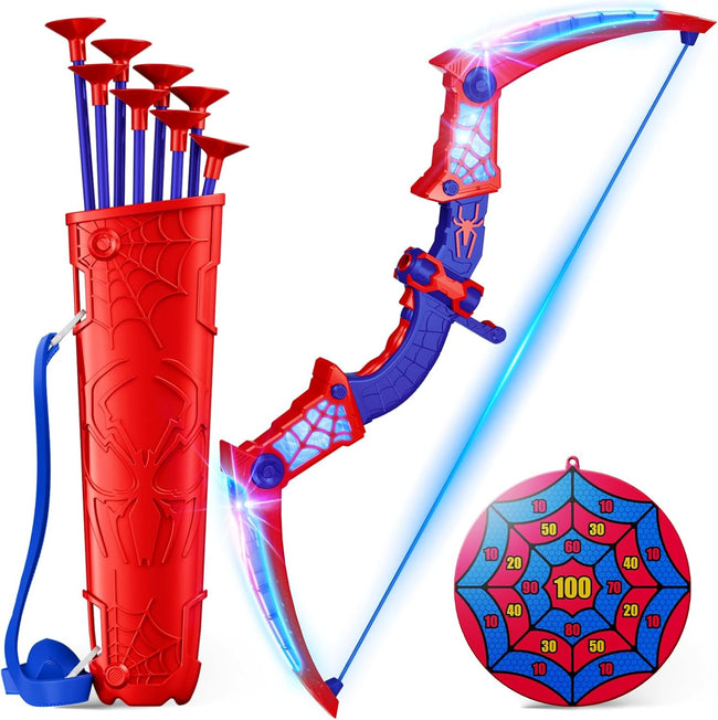 Toys for Age 3-12, Boys Toy Bow Arrow With Red & Blue LED Lights, Quiver & Web Target, Kids Toys Gifts for 3 4 5 6 7 8 10 Year Old Boys Kids Birthday Presents for 3 4 5 6 7 8 9 10 Year Olds Boys Girls Hover Image