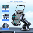 Blukar Car Phone Holder, Adjustable Car Phone Mount Cradle 360° Rotation - 4 in 1 Super Stable for Dashboard/Windscreen/Air Vent, One Button Release for All 4.7 to 6.7 inch Smartphones