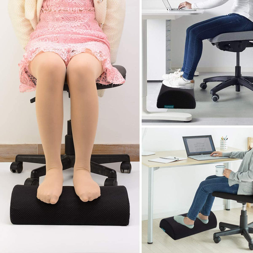 Ergonomic Foot Rest Cushion Foot Stool Under Desk with Massage Dots, Footrest Office with Washable Cover & Portable Handle, for Home Working& Office & Travel, Relieve Leg, Knee and Back