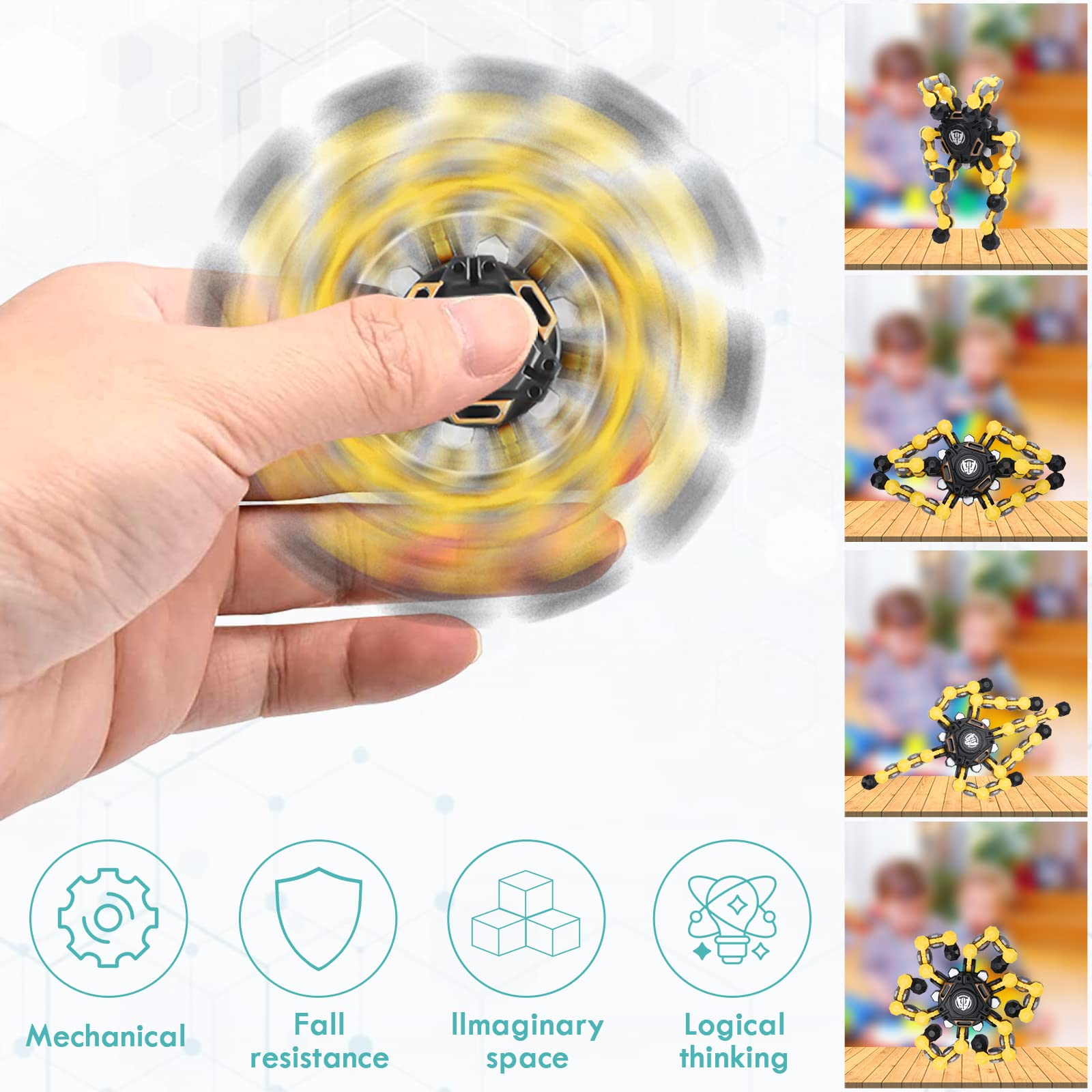NEW Transformable Sensory Fidget Spinner Toy, Funny DIY Spin Top Hand Finger Spinner Creative Fingertip Mechanical Gyro for Kids Adults, All Ages