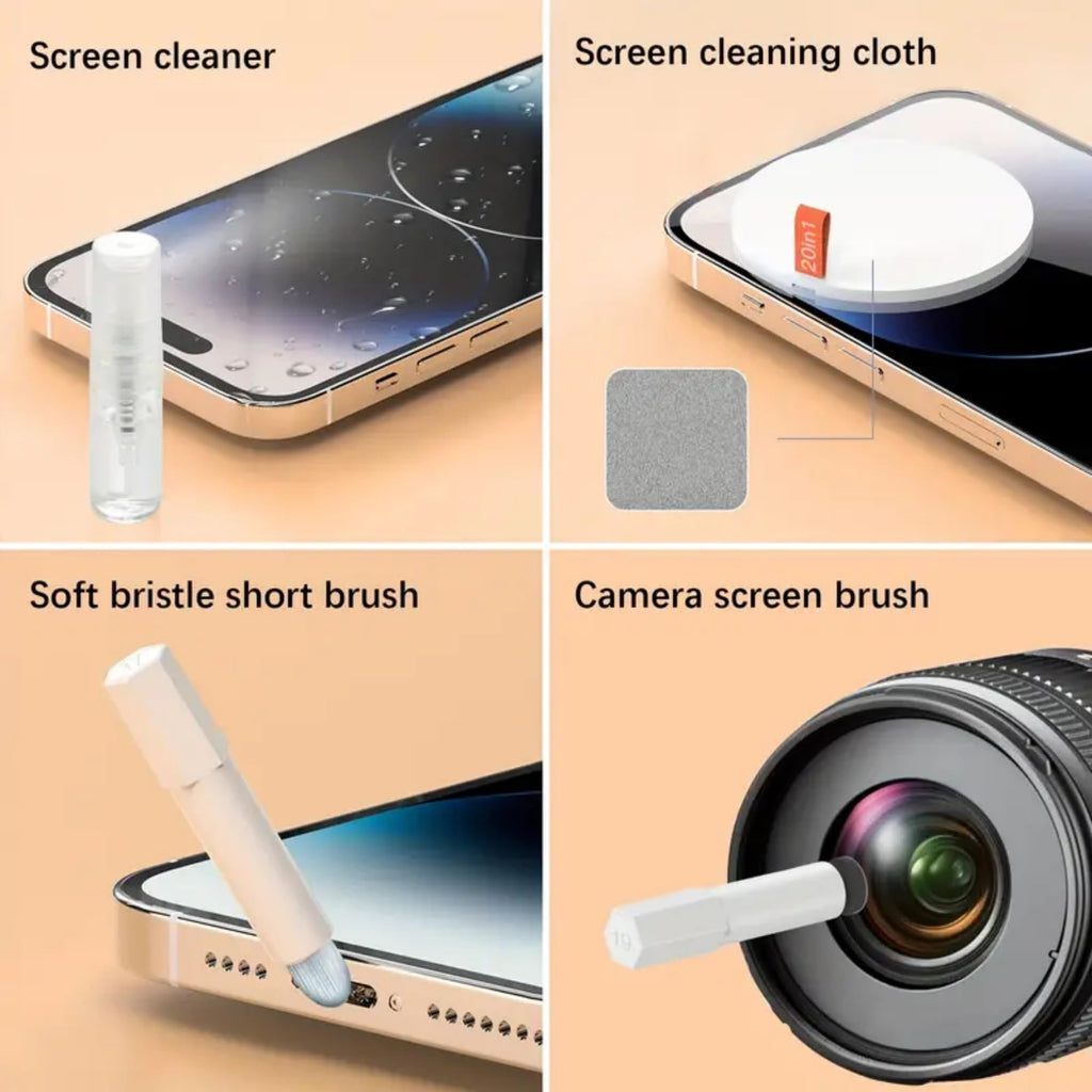 20-in-1 Laptop Screen Keyboard Cleaning kit, Cell Phone Cleaning kit, Air-pod Cleaning kit, Electronics Cleaning kit for Mobile Phones, Tablets, Computers, Computer Monitors, TV Camera Lenses