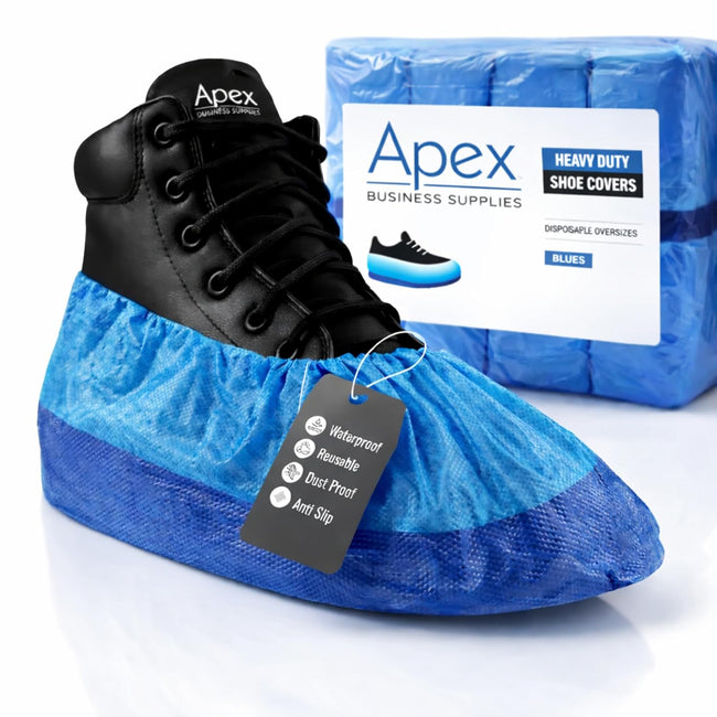 Disposable Shoe Covers 100Pcs Waterproof Non-Slip 38.5cm Blue Medical Lab Use Hover Image