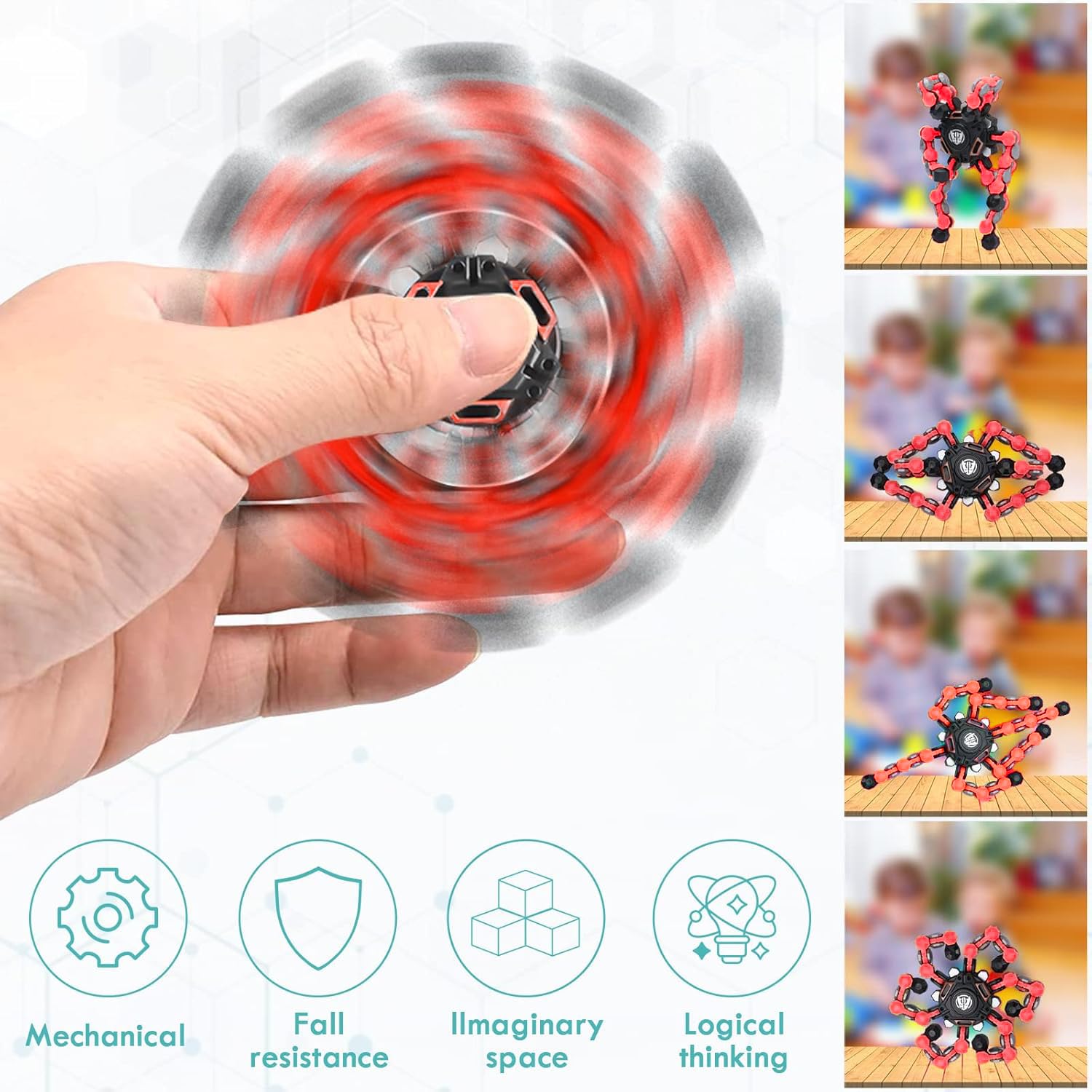 NEW Transformable Sensory Fidget Spinner Toy, Funny DIY Spin Top Hand Finger Spinner Creative Fingertip Mechanical Gyro for Kids Adults, All Ages