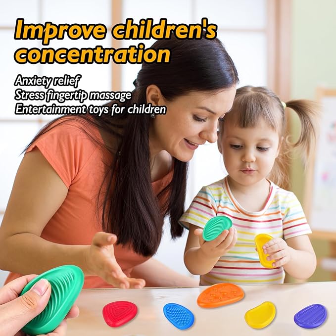 6 Pcs Sensory Stone, Fidget Toys for Kids Adults,Worry Stone Fidget, Sensory Toys for Autism, Fidget Stress Toys for Anxiety Relief
