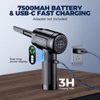 Compressed Air Duster – 100000RPM Rechargeable Cordless Air Blower with LED Light, 3-Speed Modes, Mini Keyboard Cleaner for PC, Laptop, Car & Home – Replaces Compressed Air Can