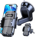 Blukar Car Phone Holder, Adjustable Car Phone Mount Cradle 360° Rotation - 4 in 1 Super Stable for Dashboard/Windscreen/Air Vent, One Button Release for All 4.7 to 6.7 inch Smartphones