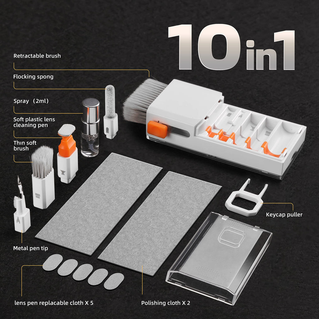 Keyboard Cleaner Laptop Cleaning Kit, All-in-One Keyboard Cleaning Kit, Laptop Cleaner Tool for MacBook iPad iPhone Computer, Portable Electronics Brush Tool for Tablet PC Camera Lens Earbuds Monitor