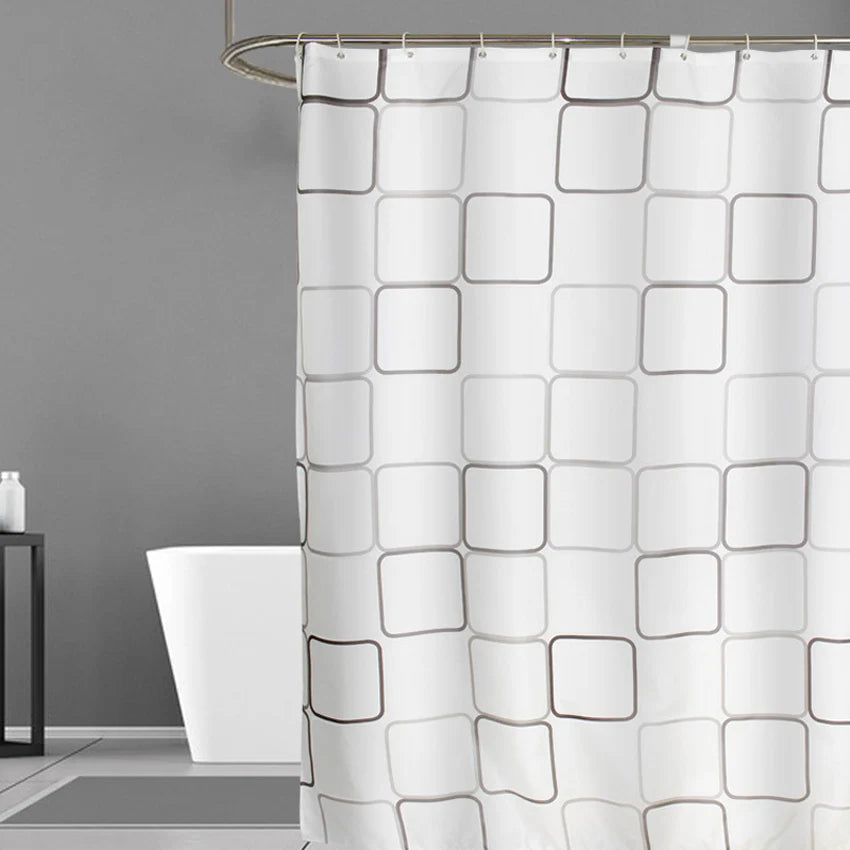 Modern Shower Curtains Geometric Flowers Cartoon Bath Curtain Cortina Waterproof Polyester For Bathroom with 12pcs Plastic Hooks