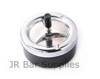 Round Push Down Spinning Metal Ashtray with Cigarette Cigar Smoking Smoke Ash Tray - Black