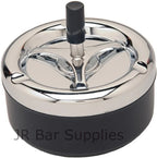Round Push Down Spinning Metal Ashtray with Cigarette Cigar Smoking Smoke Ash Tray - Black