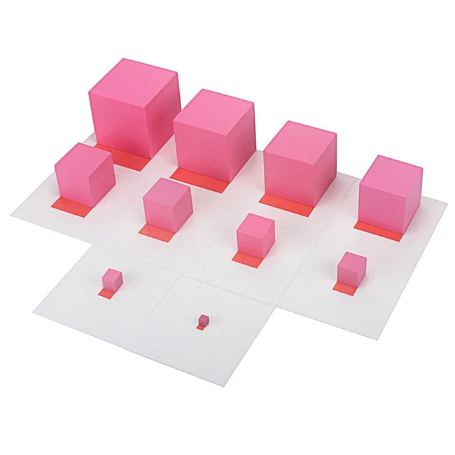 Montessori Materials Pink Tower with 10Pcs Stand Cards 0.7-7CM Early Childhood Education Preschool Kids Toys Brinquedos Juguetes Hover Image