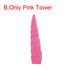 Montessori Materials Pink Tower with 10Pcs Stand Cards 0.7-7CM Early Childhood Education Preschool Kids Toys Brinquedos Juguetes