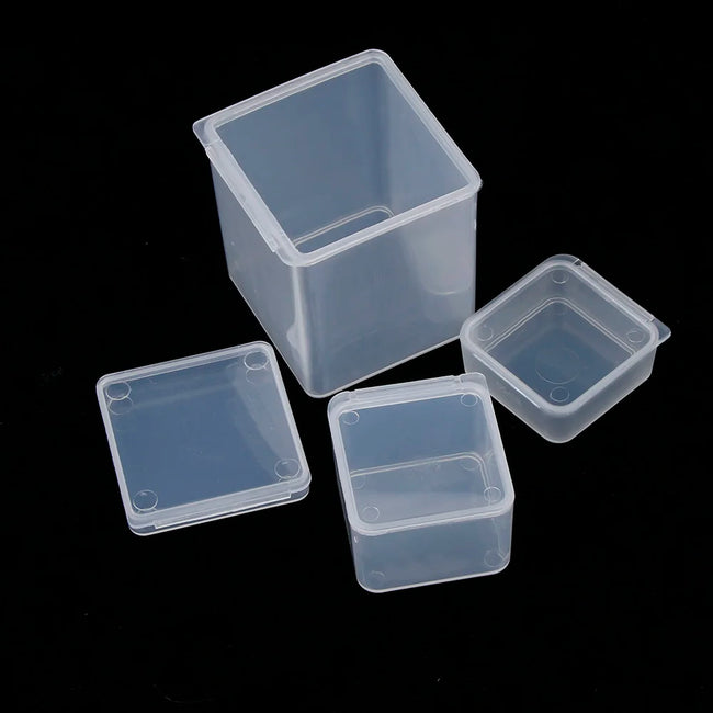 Small Boxes Square Rectangle Transparent Plastic Jewelry Storage Case Finishing Container Packaging Storage Box Earrings Rings Hover Image