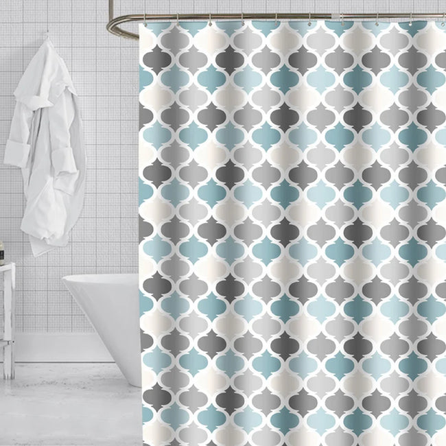 Modern Shower Curtains Geometric Flowers Cartoon Bath Curtain Cortina Waterproof Polyester For Bathroom with 12pcs Plastic Hooks Main Image
