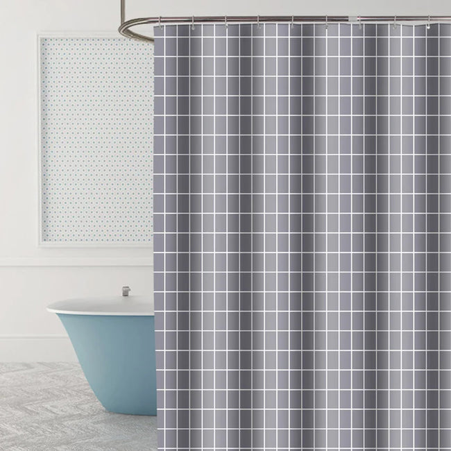 Modern Shower Curtains Geometric Flowers Cartoon Bath Curtain Cortina Waterproof Polyester For Bathroom with 12pcs Plastic Hooks Hover Image