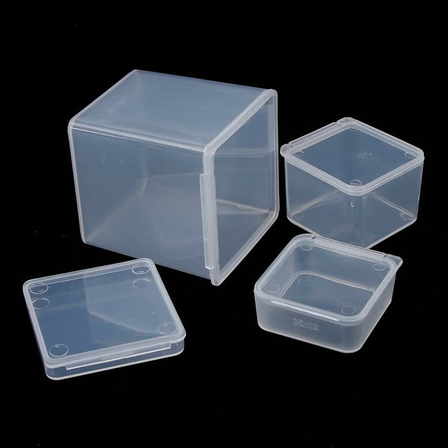 Small Boxes Square Rectangle Transparent Plastic Jewelry Storage Case Finishing Container Packaging Storage Box Earrings Rings Main Image