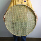 Bamboo Weaving Flat Perforated Sieve Dustpan Household Weaving Handmade Bamboo Products Bamboo Sieve porose roundness