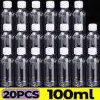 1/20PCS Refillable Bottle Empty Plastic Transparent Bottle with Screw Cap Portable Squeeze Sample Container 10/20/30/50/80/100ml