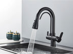 Black Purification Kitchen Faucets Pull Out Kitchen Water Filter Tap 3 Way Mixer Tap torneira para cozinha de parede Crane