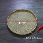 Bamboo Weaving Flat Perforated Sieve Dustpan Household Weaving Handmade Bamboo Products Bamboo Sieve porose roundness