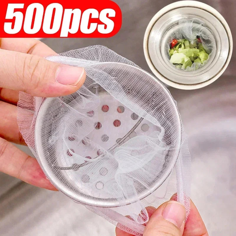 500/30pcs Disposable Kitchen Sink Filter Kitchen Sink Strainer Drain Hole Mesh Bags Anti-blocking Garbage Bag Filters Strainers