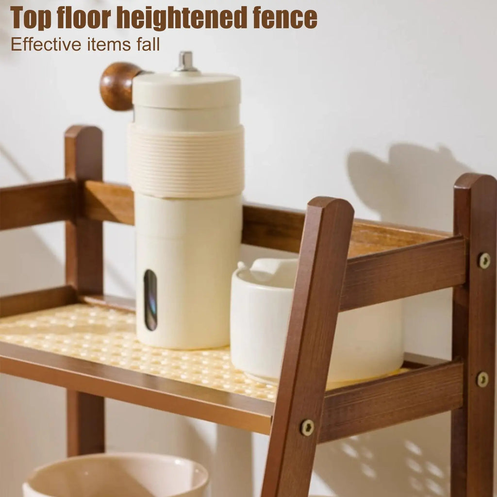 Countertop Organizer 2 Layer Coffee Cup Holder Multipurpose Bamboo Storage Shelf for Hotel Apartment Dressing Table Kitchen Home