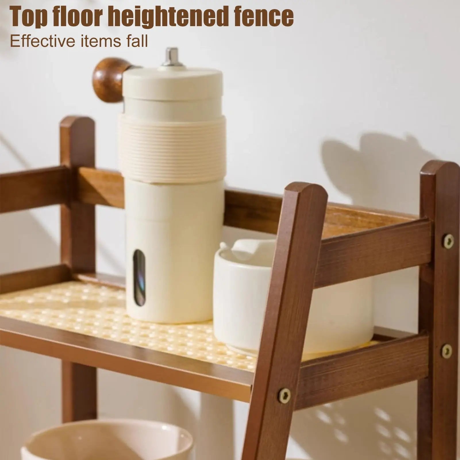 Countertop Organizer 2 Layer Coffee Cup Holder Multipurpose Bamboo Storage Shelf for Hotel Apartment Dressing Table Kitchen Home