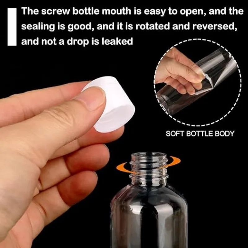1/20PCS Refillable Bottle Empty Plastic Transparent Bottle with Screw Cap Portable Squeeze Sample Container 10/20/30/50/80/100ml
