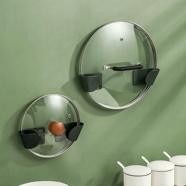 Pot Lid Holder Wall Mounted Hanging Holders for Pan Pot Cover Racks Cabinet Door Pan Lid Organizer Kitchen Storage Rack Hover Image