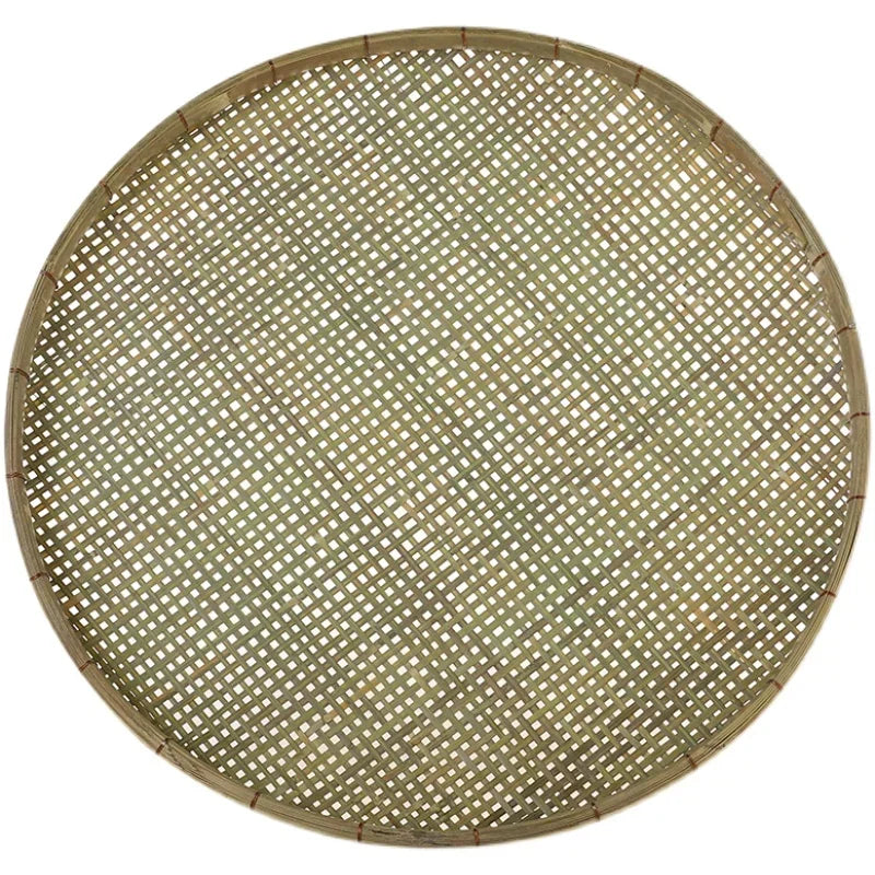 Bamboo Weaving Flat Perforated Sieve Dustpan Household Weaving Handmade Bamboo Products Bamboo Sieve porose roundness