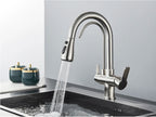 Black Purification Kitchen Faucets Pull Out Kitchen Water Filter Tap 3 Way Mixer Tap torneira para cozinha de parede Crane