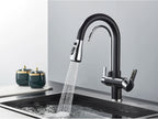 Black Purification Kitchen Faucets Pull Out Kitchen Water Filter Tap 3 Way Mixer Tap torneira para cozinha de parede Crane