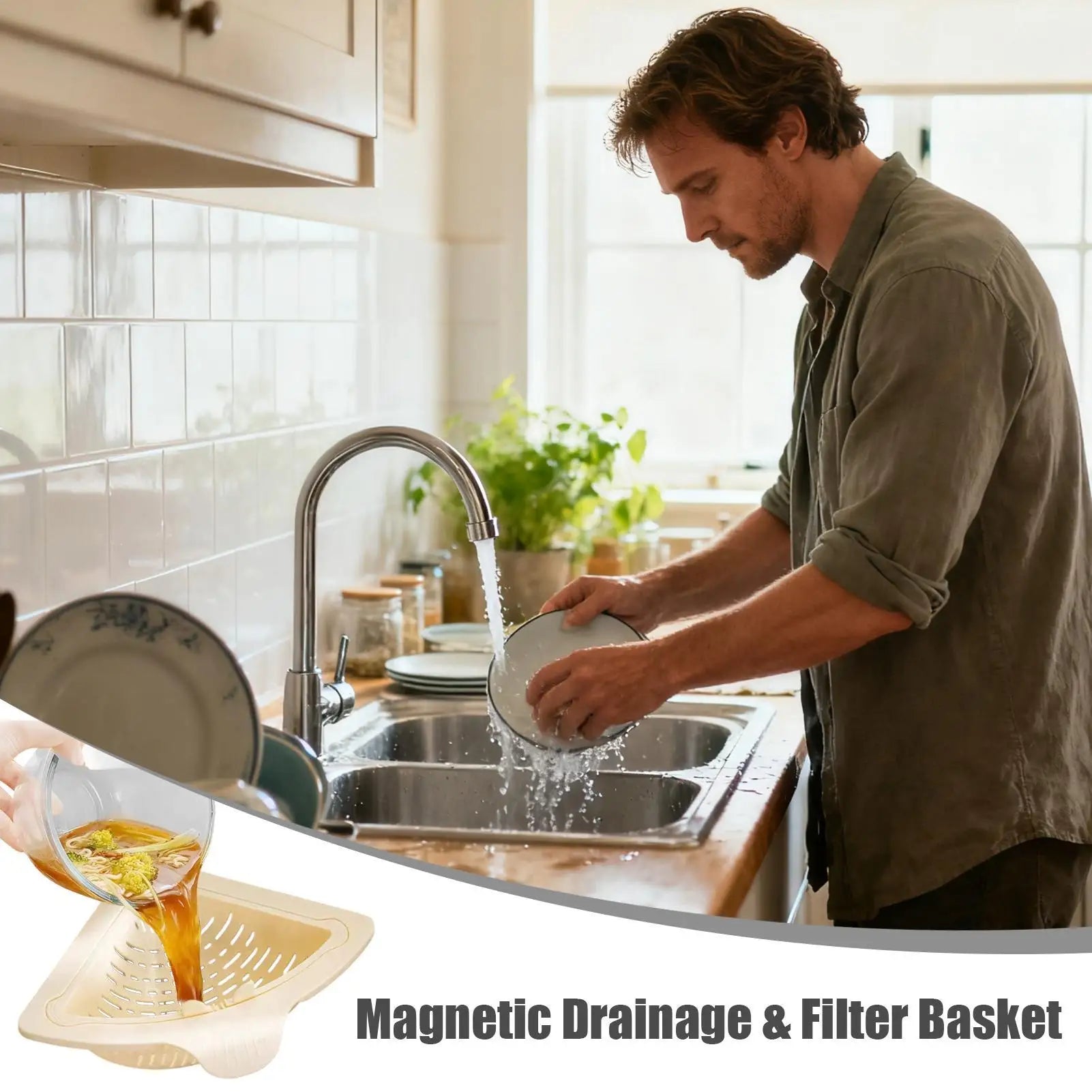 Storage Container Capacity Suction Cup Kitchen Sink Strainer Basket with Simple Installation Corner Sink Trash for Kitchen