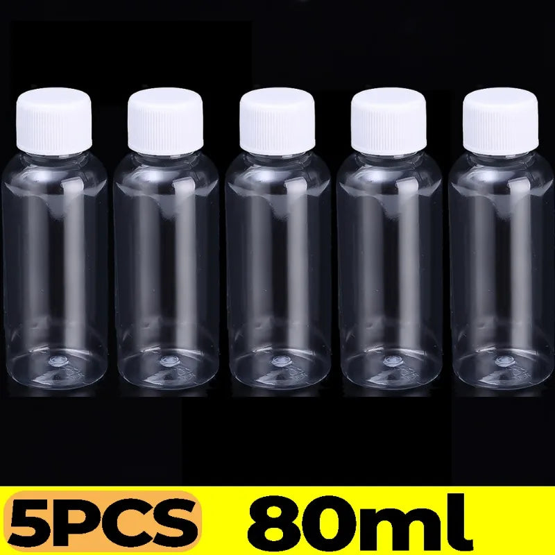 1/20PCS Refillable Bottle Empty Plastic Transparent Bottle with Screw Cap Portable Squeeze Sample Container 10/20/30/50/80/100ml