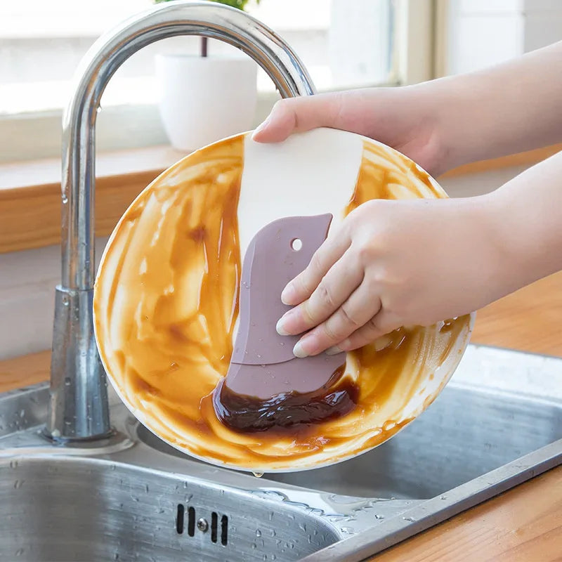 1/3/5pcs kitchen multifunctional soft scraper, dirt and grease cleaning tool, silicone scraper for cleaning pots and oil stains