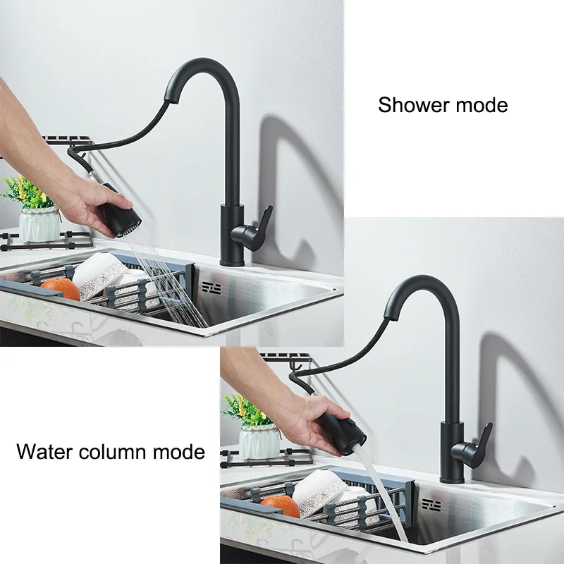 Wanmivezlo Kitchen Faucets Pull Out Kitchen Tap Cold Hot Water Tap Single Handle Mixer Tap Deck Mounted Crane Swivel Spray Tap