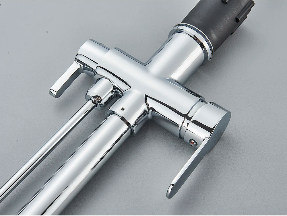 Black Purification Kitchen Faucets Pull Out Kitchen Water Filter Tap 3 Way Mixer Tap torneira para cozinha de parede Crane