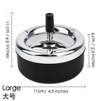 Round Push Down Spinning Metal Ashtray with Cigarette Cigar Smoking Smoke Ash Tray - Black